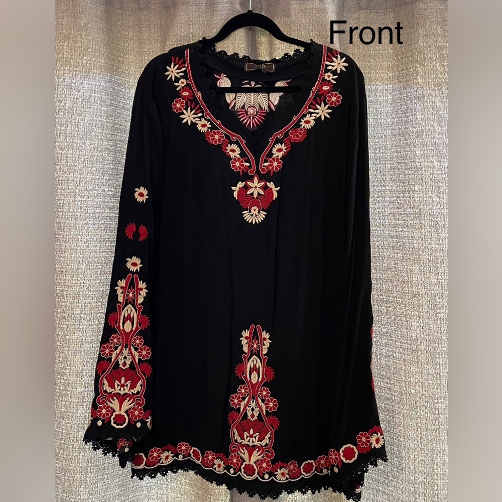 L&B Black and Red Embellished Dress NWT